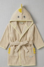 Yellow dino Kids Bathrobe – Soft & Cozy | For Kids Aged 4-8 Years
