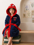 Kids Hooded Bathrobe – Crocodile Design | Soft Absorbent Robe for Ages 4-8 (Navy/Green)