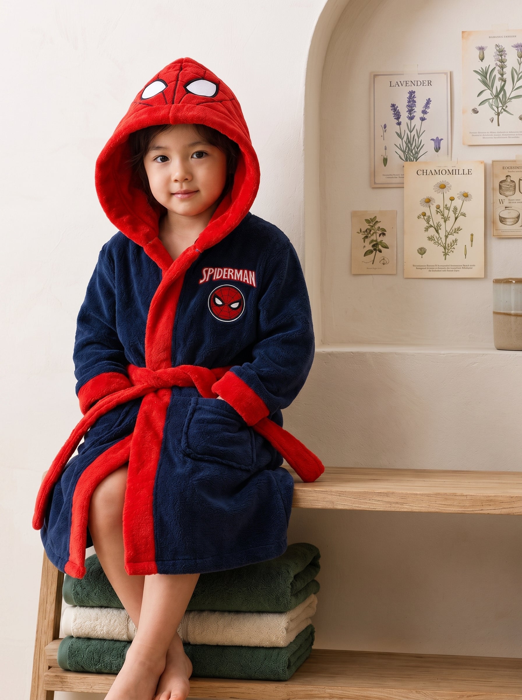 Kids Hooded Bathrobe – Crocodile Design | Soft Absorbent Robe for Ages 4-8 (Navy/Green)