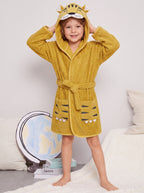 Tiger Hooded Kids Bathrobe – Yellow (Ages 2, 4, 6, & 8)