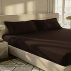 Dark Brown Stripe Fitted Bedsheet – Soft Micro Cotton King Size Bed Sheet