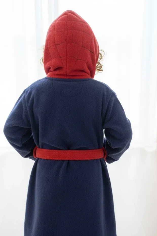 Kids Hooded Bathrobe – Crocodile Design | Soft Absorbent Robe for Ages 4-8 (Navy/Green)