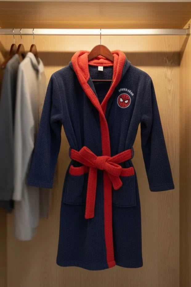 Kids Hooded Bathrobe – Crocodile Design | Soft Absorbent Robe for Ages 4-8 (Navy/Green)