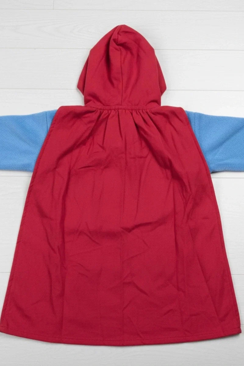 Super Man Hooded Kids Bathrobe – sky blue velvet (Ages 4, 6, & 8)