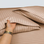Camel Stripe Fitted Bedsheet – King Size Soft Micro Cotton Bed Sheet