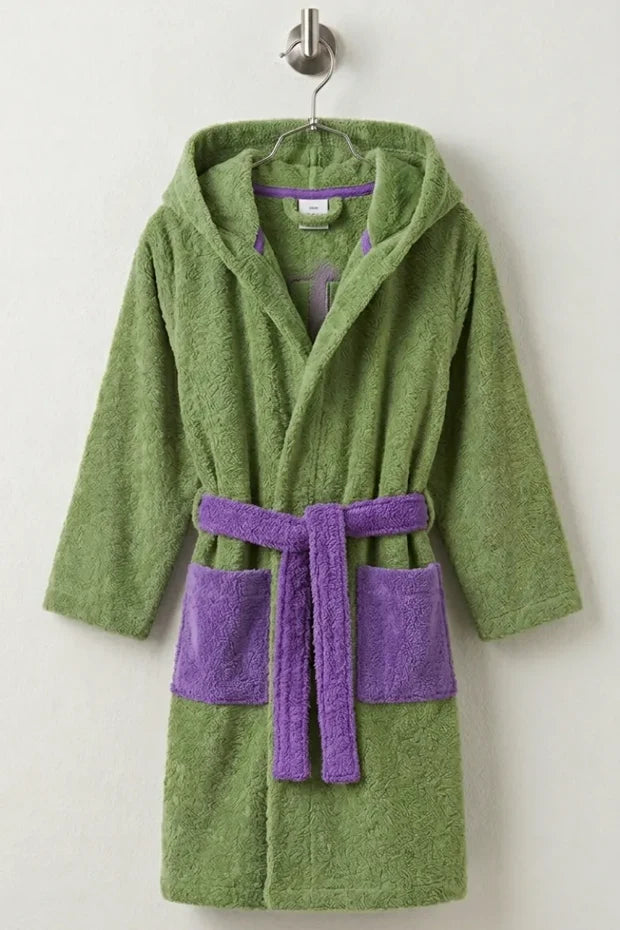 Superhero Hulk Kids Bathrobe – Soft Cotton Velvet for Boys & Girls (Ages 2, 4, 6, & 8)