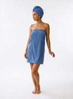 Women's Shower Wrap & Hair Turban Set – 100% Terry Cotton Bath Wrap, Pack of 2