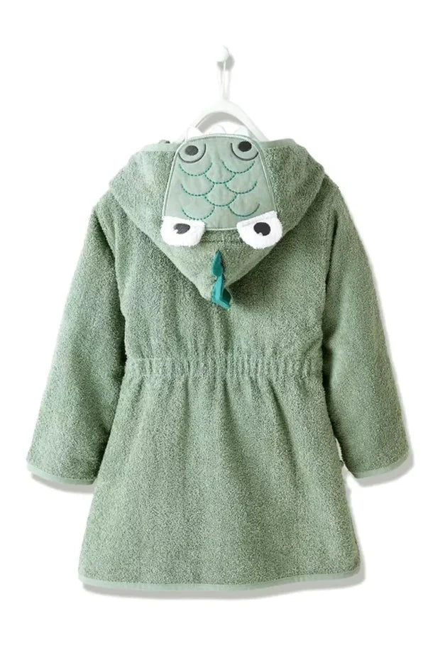 Crocodile Hooded Kids Bathrobe – Green (Ages 4 to 8)