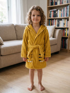 Tiger Hooded Kids Bathrobe – Yellow (Ages 2, 4, 6, & 8)