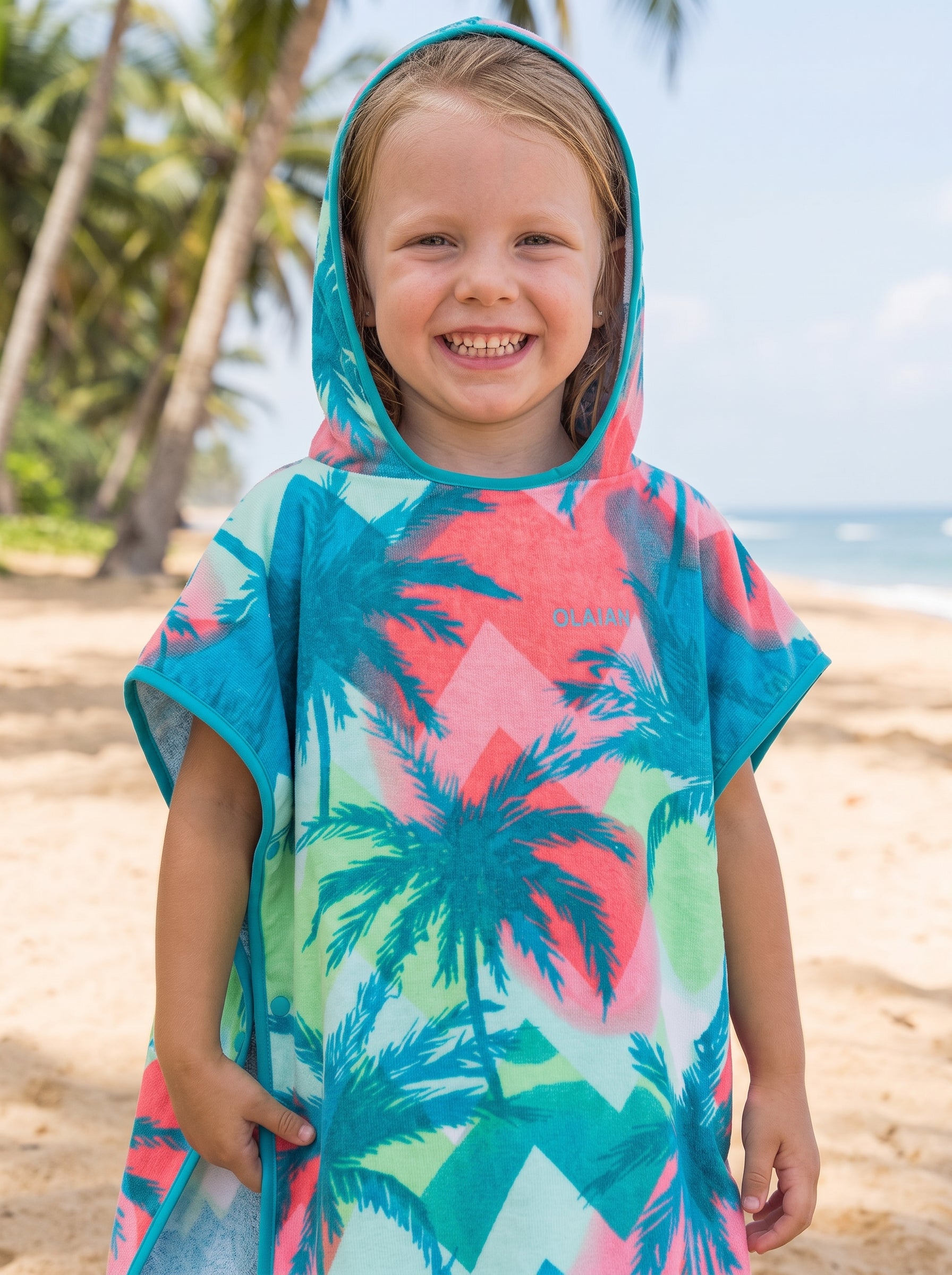 Premium Cotton Kids Hooded Poncho Towel – Soft & Absorbent Bath/Beach Towel (Ages 5-7 Years)