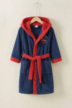 Kids Hooded Bathrobe – Crocodile Design | Soft Absorbent Robe for Ages 4-8 (Navy/Green)