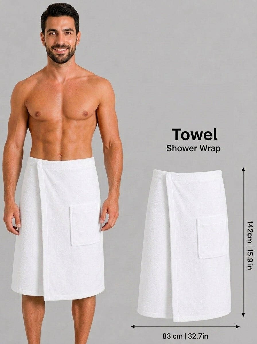 Men's Shower Wrap | Terry Fabric | Highly Absorbent | Available in 7 Colors