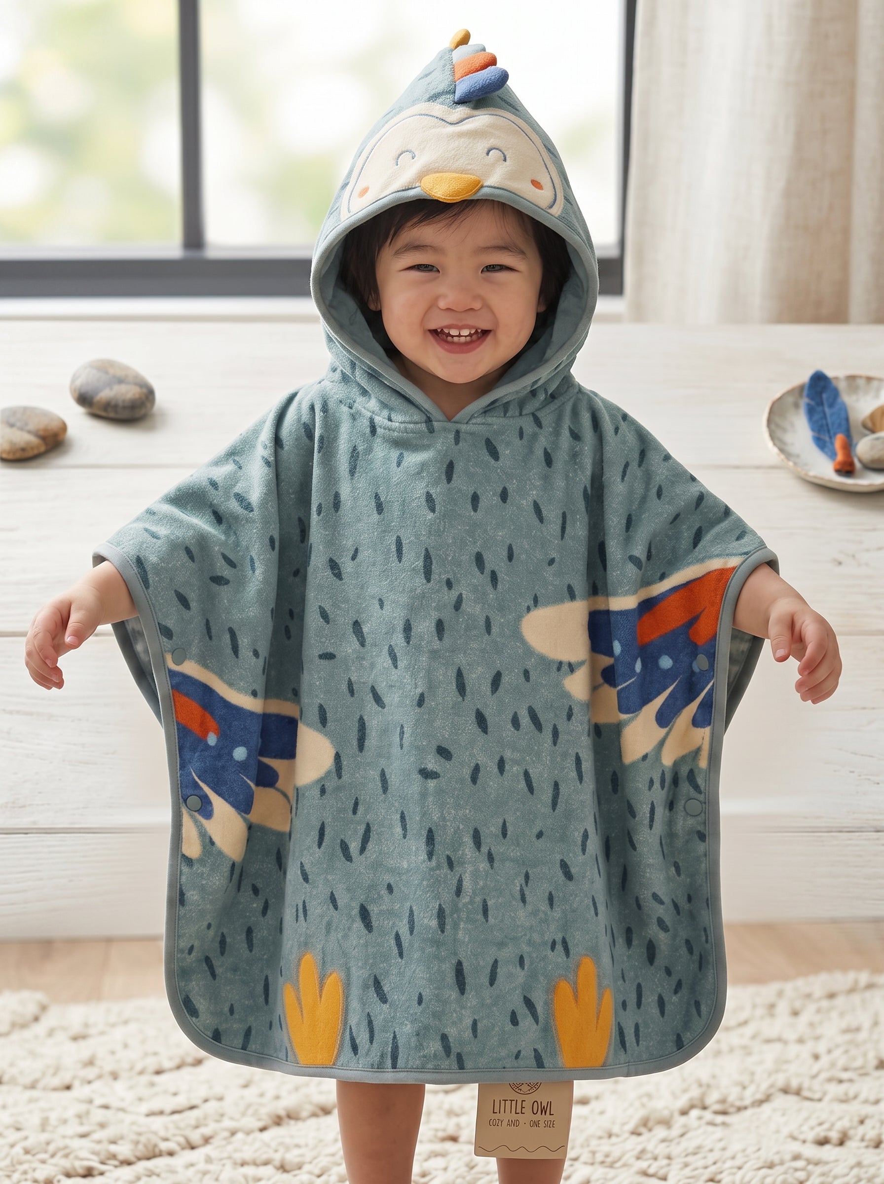 Premium CottonnKids Hooded Poncho Towel –  Two Sizes (Ages 1-6 Years)Soft, Cozy & Everyday Friendly