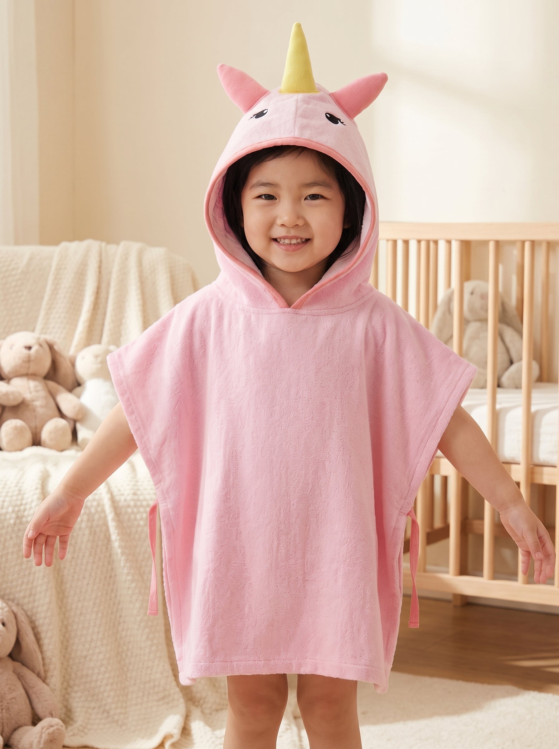 Premium Cotton Kids Hooded Poncho Towel – Soft & Absorbent Bath/Beach Towel (Ages 5-7 Years)