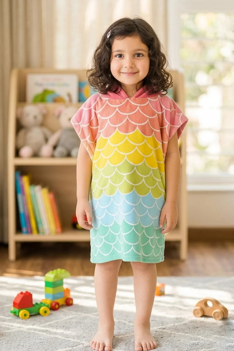 Beach & Surf Hooded Kids Poncho – Floral Biscus for 2-3 years