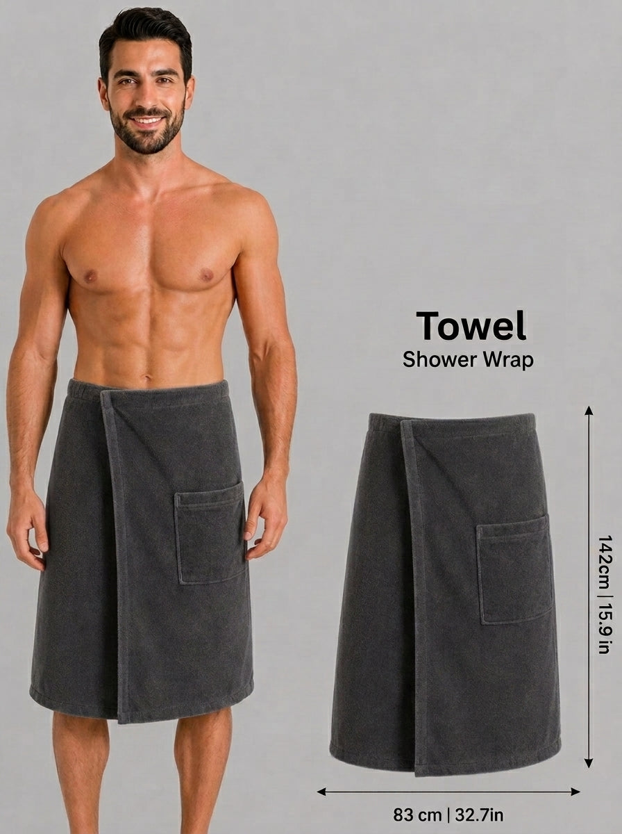 Men's Shower Wrap | Terry Fabric | Highly Absorbent | Available in 7 Colors