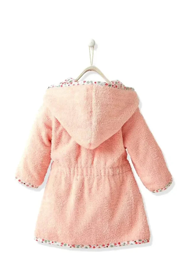 Strawberry Hooded Kids Bathrobe – Pink (Ages 1 to 3 Years)