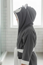 Wolf Hooded Kids Bathrobe – Dark Gray (Ages 4, 6, & 8)
