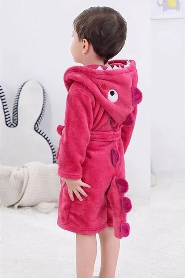 Cute Pink Dragon Kids Bathrobe – Everyday Comfort | (Ages 4, 6)