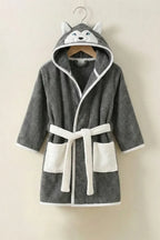 Wolf Hooded Kids Bathrobe – Dark Gray (Ages 4, 6, & 8)