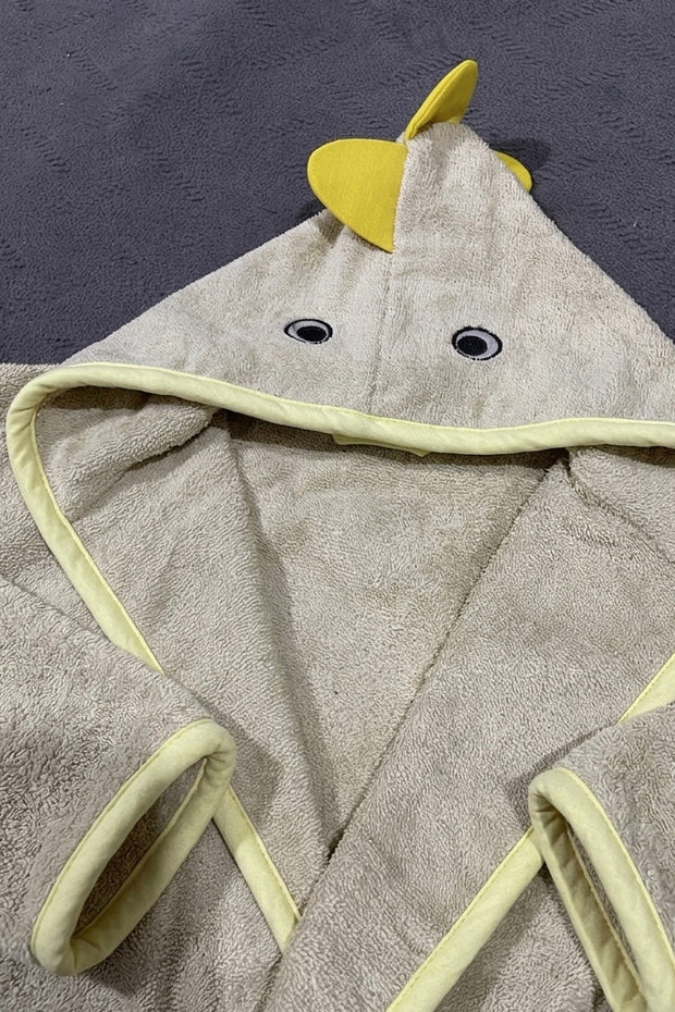 Yellow dino Kids Bathrobe – Soft & Cozy | For Kids Aged 4-8 Years