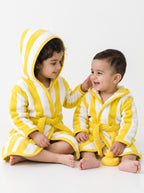 Yellow strip Hooded Kids Bathrobe – yellow (Ages 1 to3 Years)
