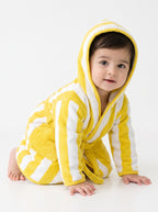 Yellow strip Hooded Kids Bathrobe – yellow (Ages 1 to3 Years)