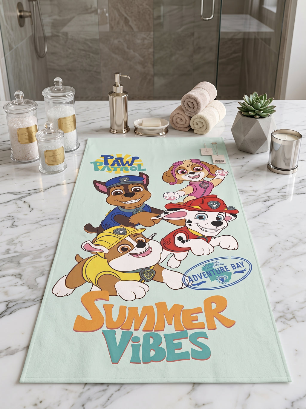 Kids Cartoon Print Towel - Soft & Absorbent Cotton Bath Towel for Children