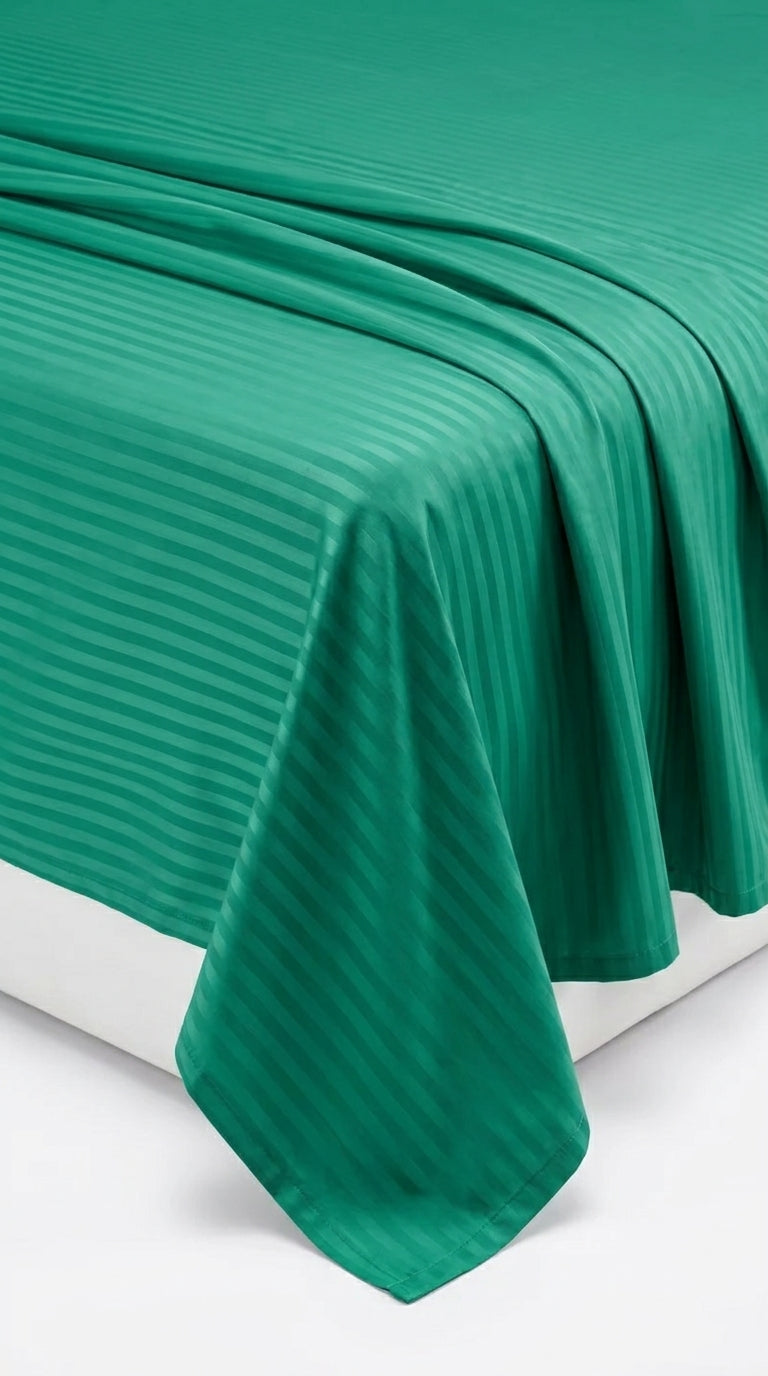 Emerald Teal Sateen Stripe Bedsheet – King Size