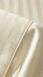 Ivory Stripe Fitted Bedsheet Set – King Size, Sateen Cotton