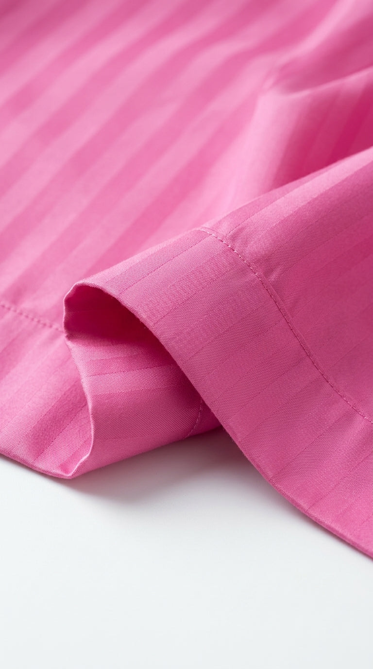 Blush Pink Sateen Stripe Bedsheet – King Size
