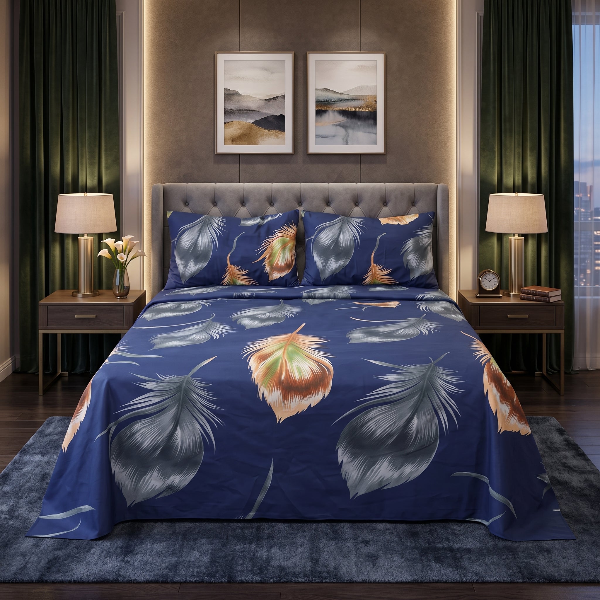 Micro Rich Cotton Double Premium Bed Bedsheet Set - 93x96 | Soft & Elegant Design | 2 Pillow Covers Included