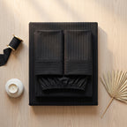 Black Stripe Fitted Bedsheet – King Size | 100% Cotton Elastic Deep Pocket Bed Sheet for Bedroom