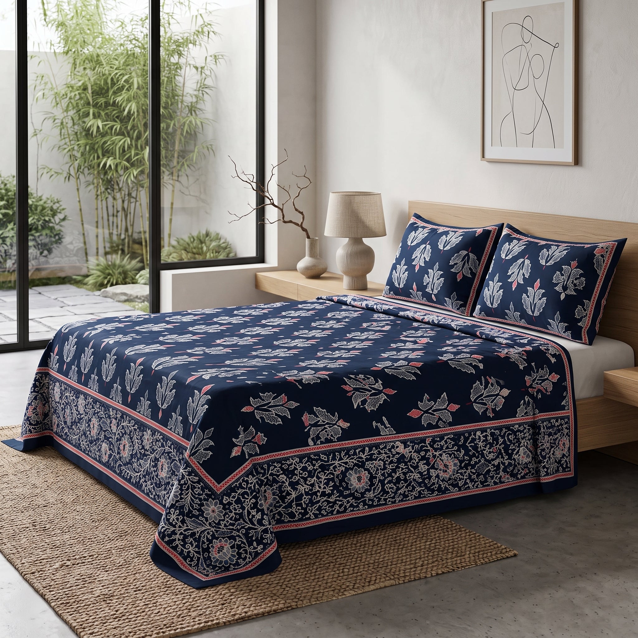 Micro Rich Cotton Double Bed Bedsheet Set - 93x96 |Premium Soft & Elegant Design | 2 Pillow Covers Included