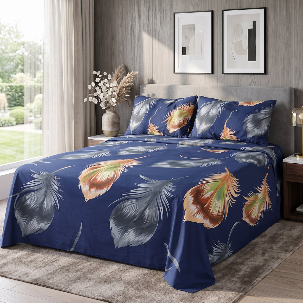 Micro Rich Cotton Double Premium Bed Bedsheet Set - 93x96 | Soft & Elegant Design | 2 Pillow Covers Included