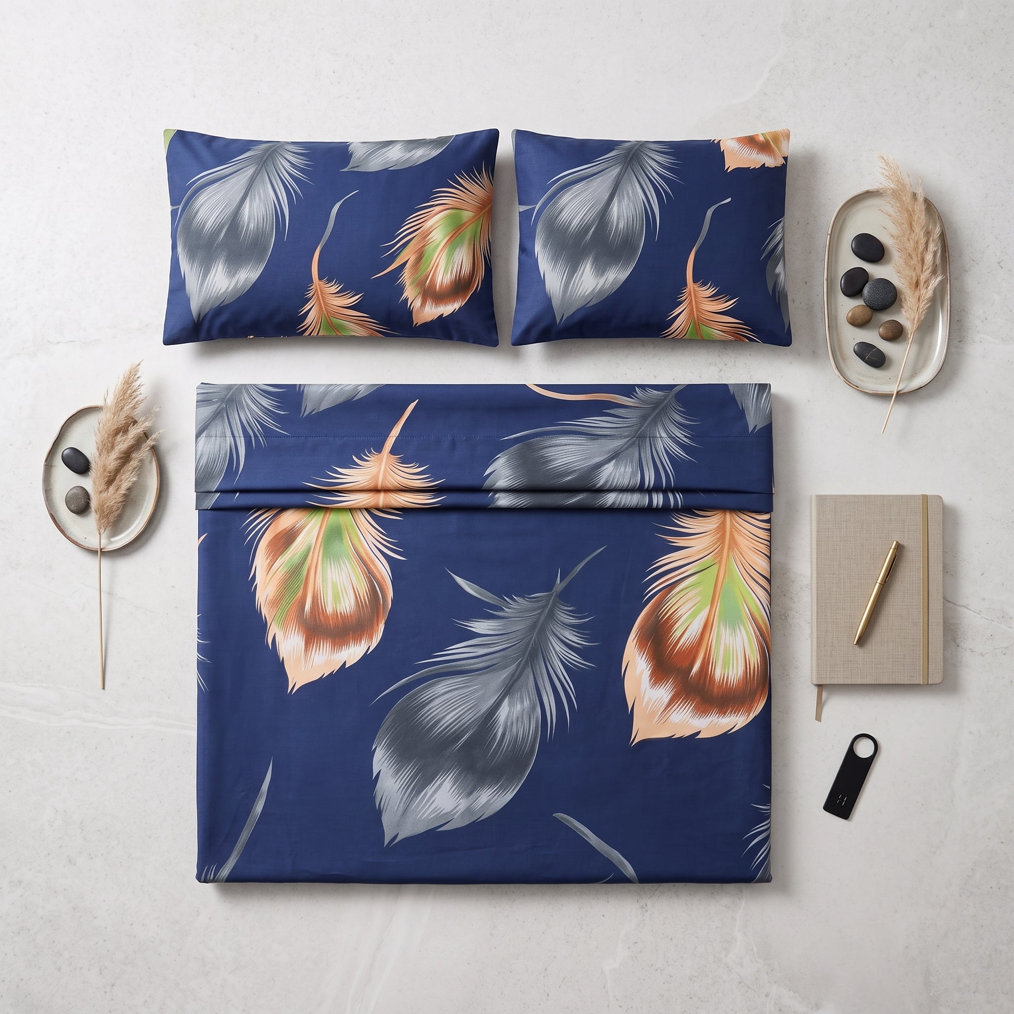 Micro Rich Cotton Double Premium Bed Bedsheet Set - 93x96 | Soft & Elegant Design | 2 Pillow Covers Included