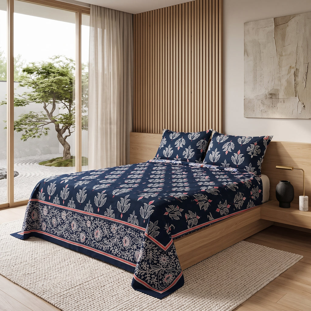 Micro Rich Cotton Double Bed Bedsheet Set - 93x96 |Premium Soft & Elegant Design | 2 Pillow Covers Included