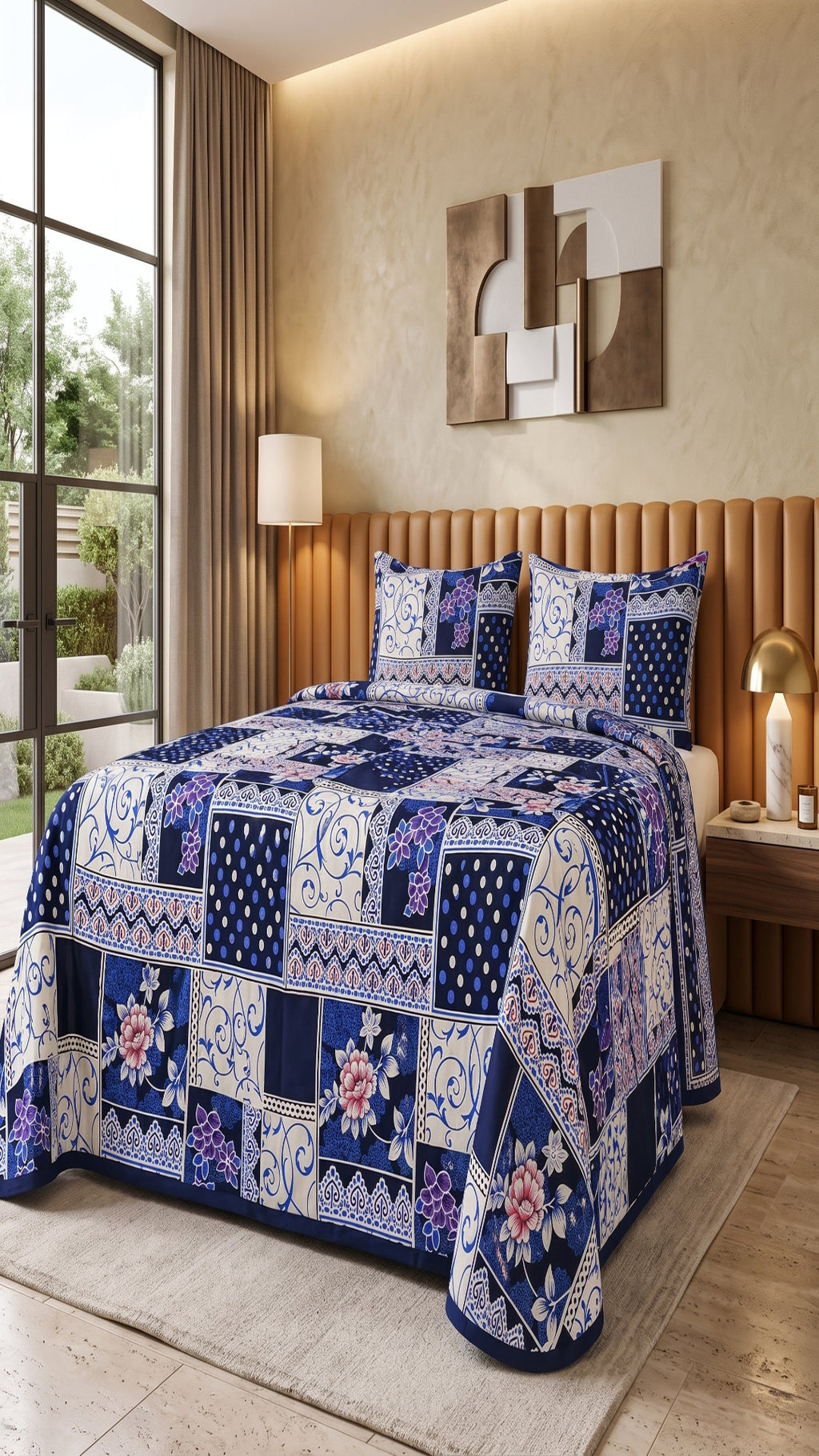 Micro Rich Cotton Double Bed Bedsheet Set – 93x96 | Premium Soft & Elegant Design