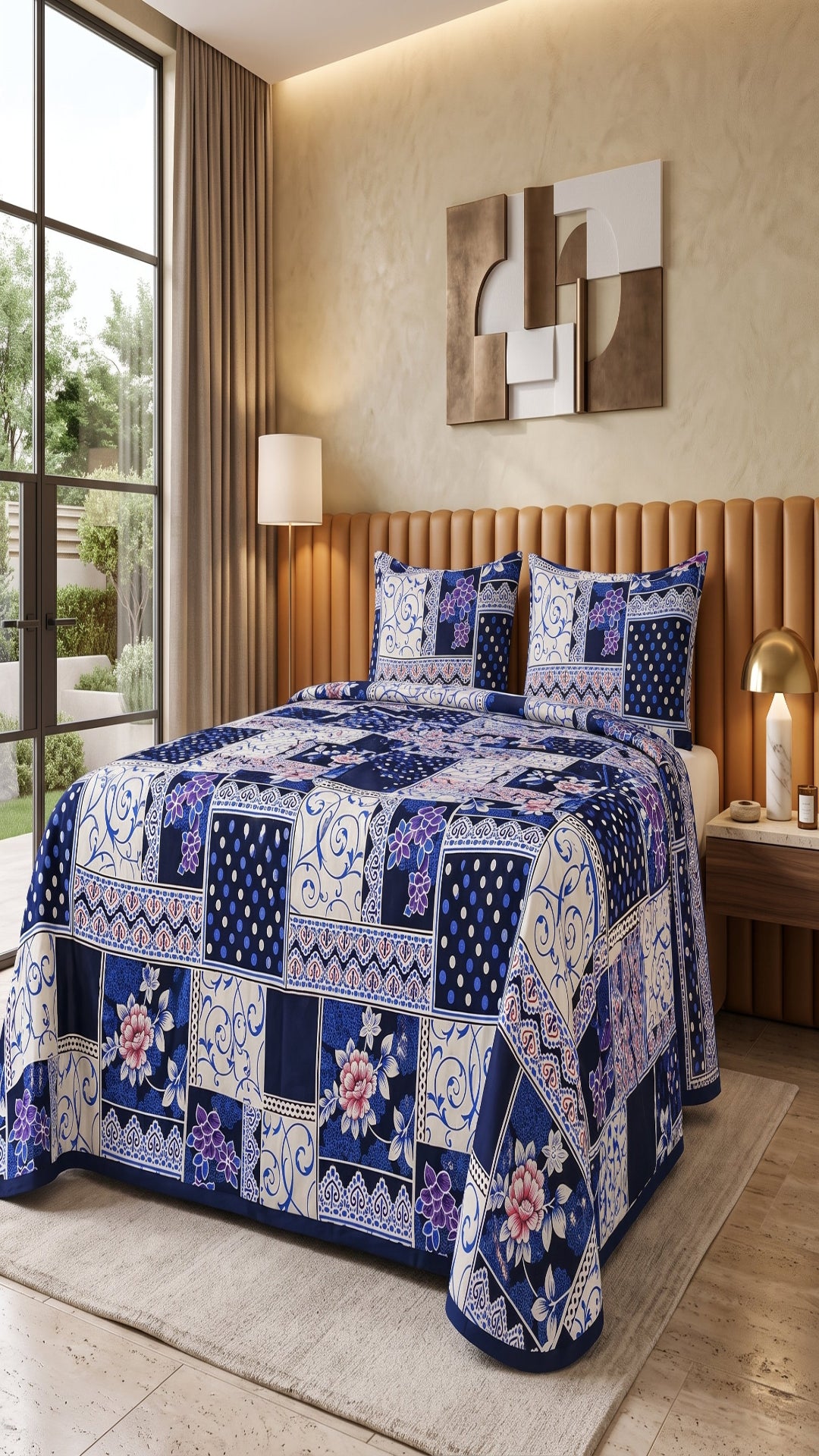 Micro Rich Cotton Double Bed Bedsheet Set – 93x96 | Premium Soft & Elegant Design