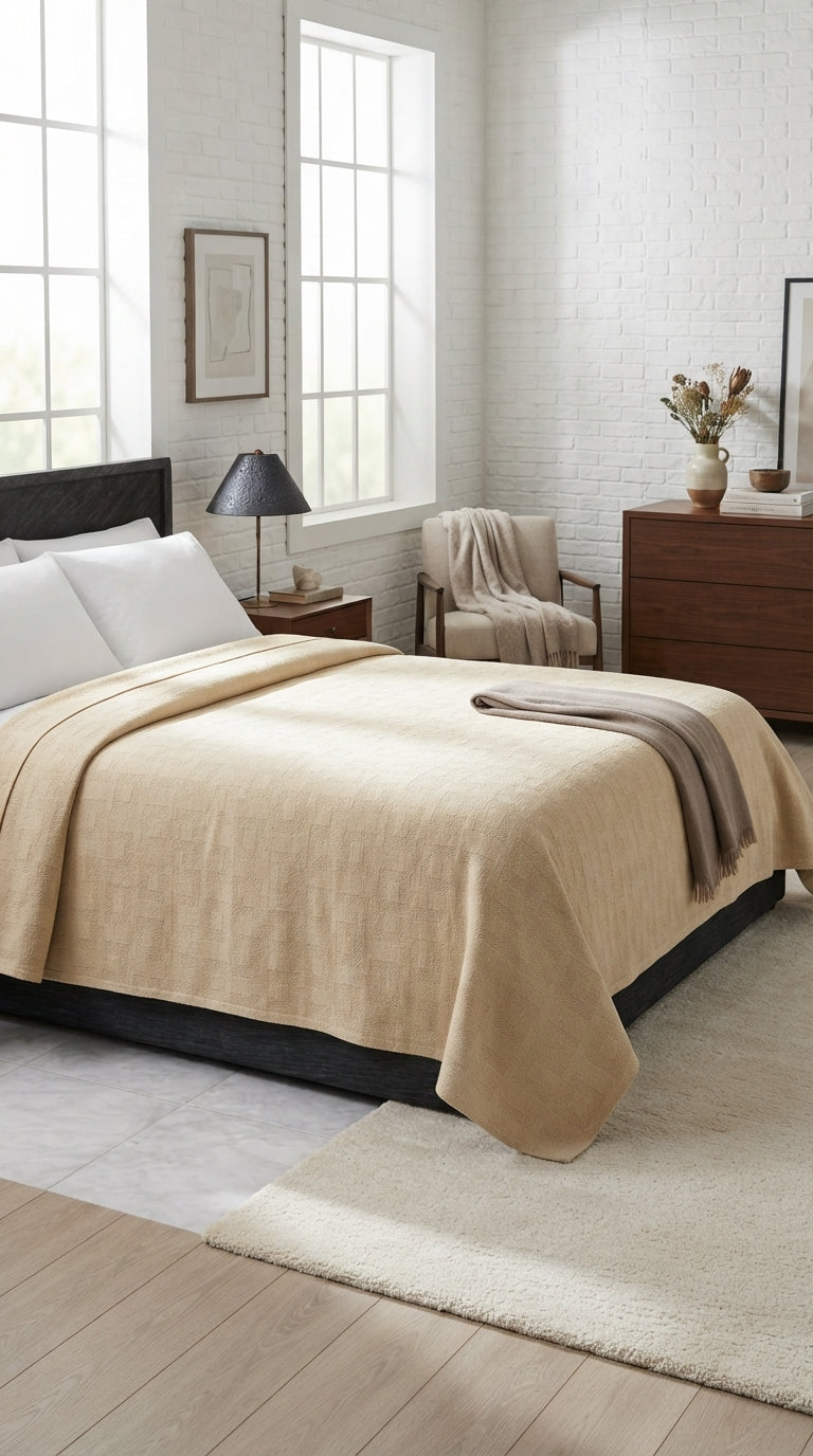 100% Cotton Cellular Thermal Blanket – Single Size (72x90 Inches)