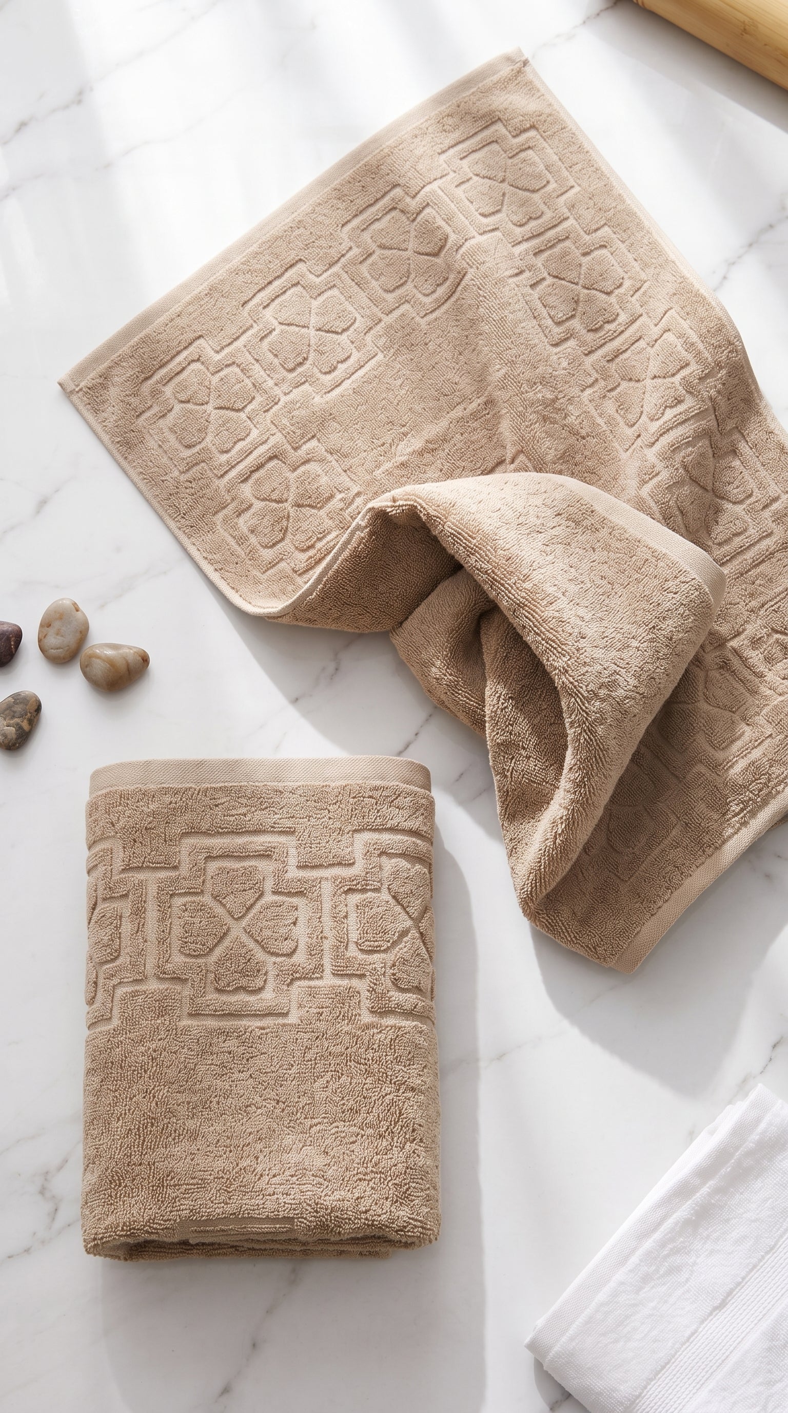 Beige Sand Cotton Bath Towel Set of 2 | 100% Cotton 600 GSM Absorbent Towels
