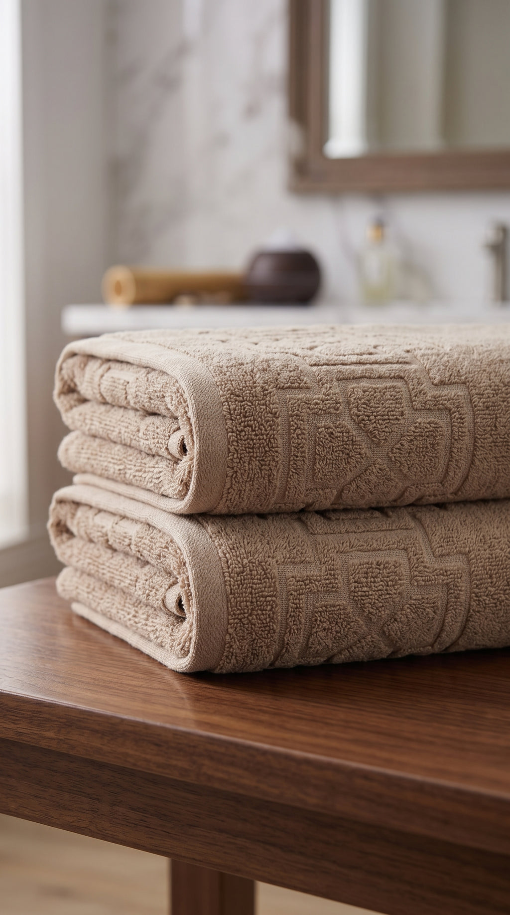 Beige Sand Cotton Bath Towel Set of 2 | 100% Cotton 600 GSM Absorbent Towels