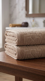 Beige Sand Cotton Bath Towel Set of 2 | 100% Cotton 600 GSM Absorbent Towels