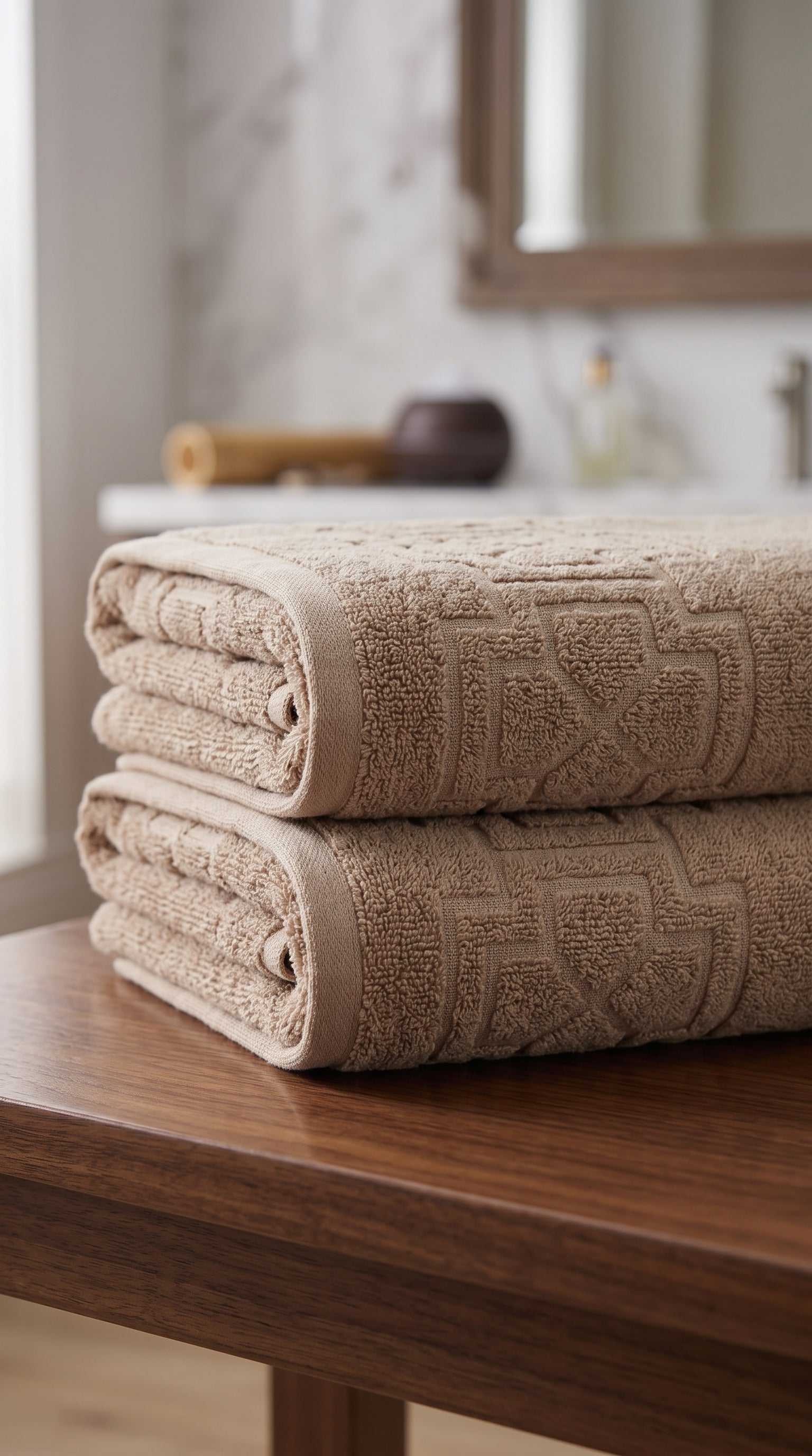 Beige Sand Cotton Bath Towel Set of 2 | 100% Cotton 600 GSM Absorbent Towels