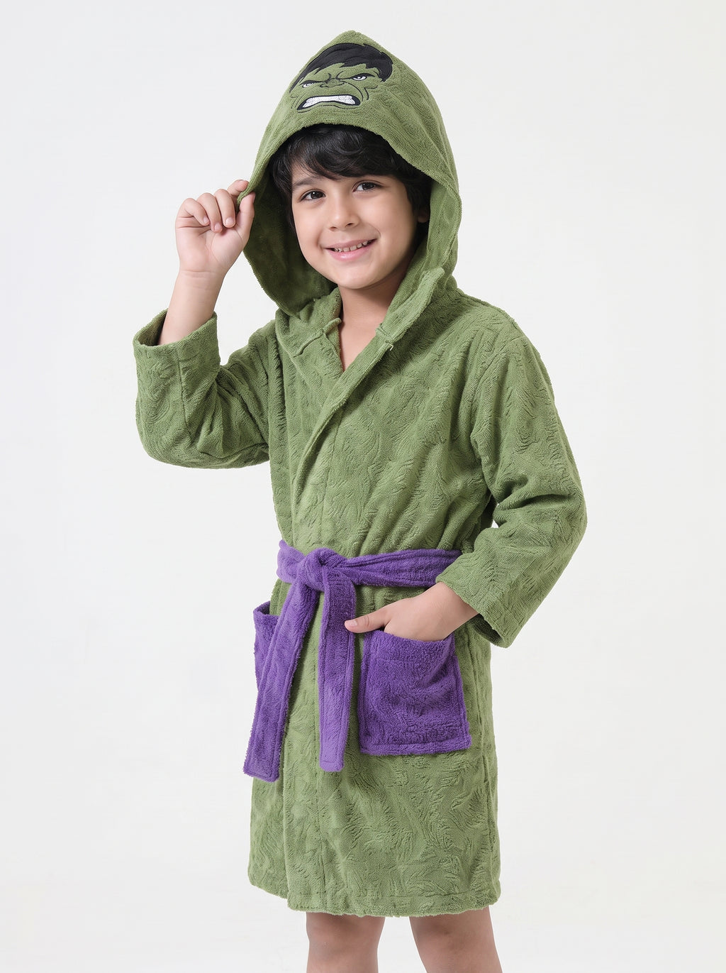 Superhero Hulk Kids Bathrobe – Soft Cotton Velvet for Boys & Girls (Ages 2, 4, 6, & 8)