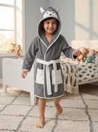 Wolf Hooded Kids Bathrobe – Dark Gray (Ages 4, 6, & 8)