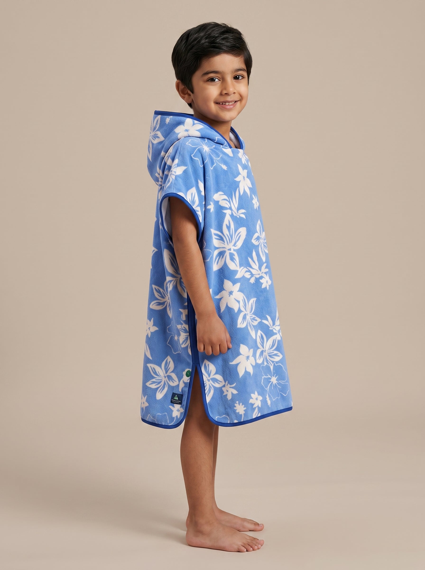 Kids Beach & Surf Hooded Poncho – Blue Biscus