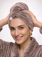 Luxury Velvet Cotton Hair Turban Towel – Quick-Dry Hair Wrap for All Hair Types