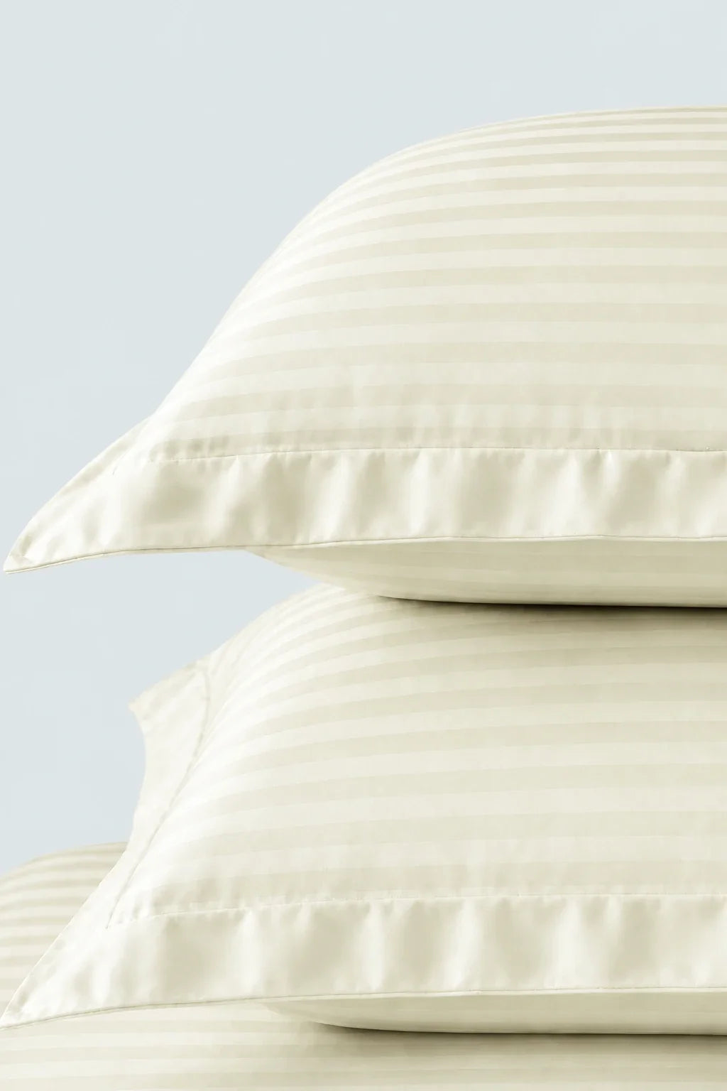 Ivory Stripe Fitted Bedsheet Set – King Size, Sateen Cotton