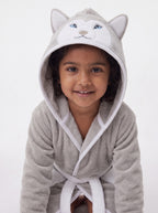 Wolf Hooded Kids Bathrobe – velvet gray (Ages 4, 6, & 8)